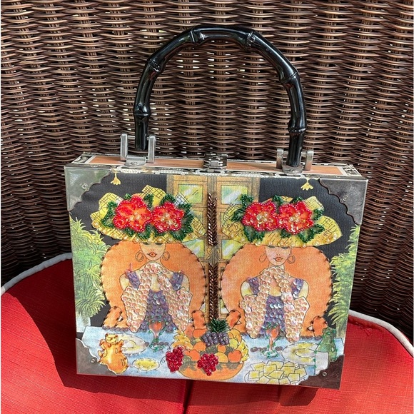 Braciano Handmade Fine Cigar Box Embellished Beads Lined Purse Handbag - Picture 2 of 9